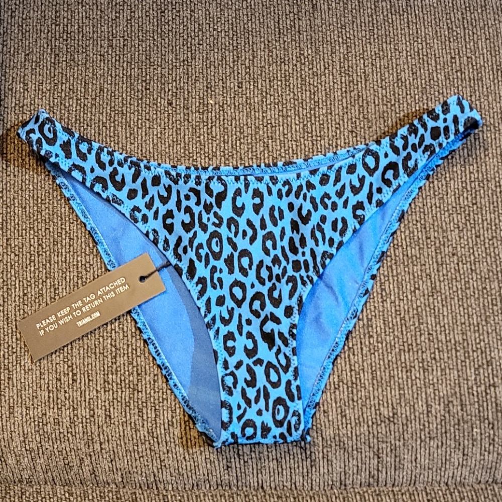 Blue chetta cheeky coverage Bathing suit bottom - Picture 1 of 2